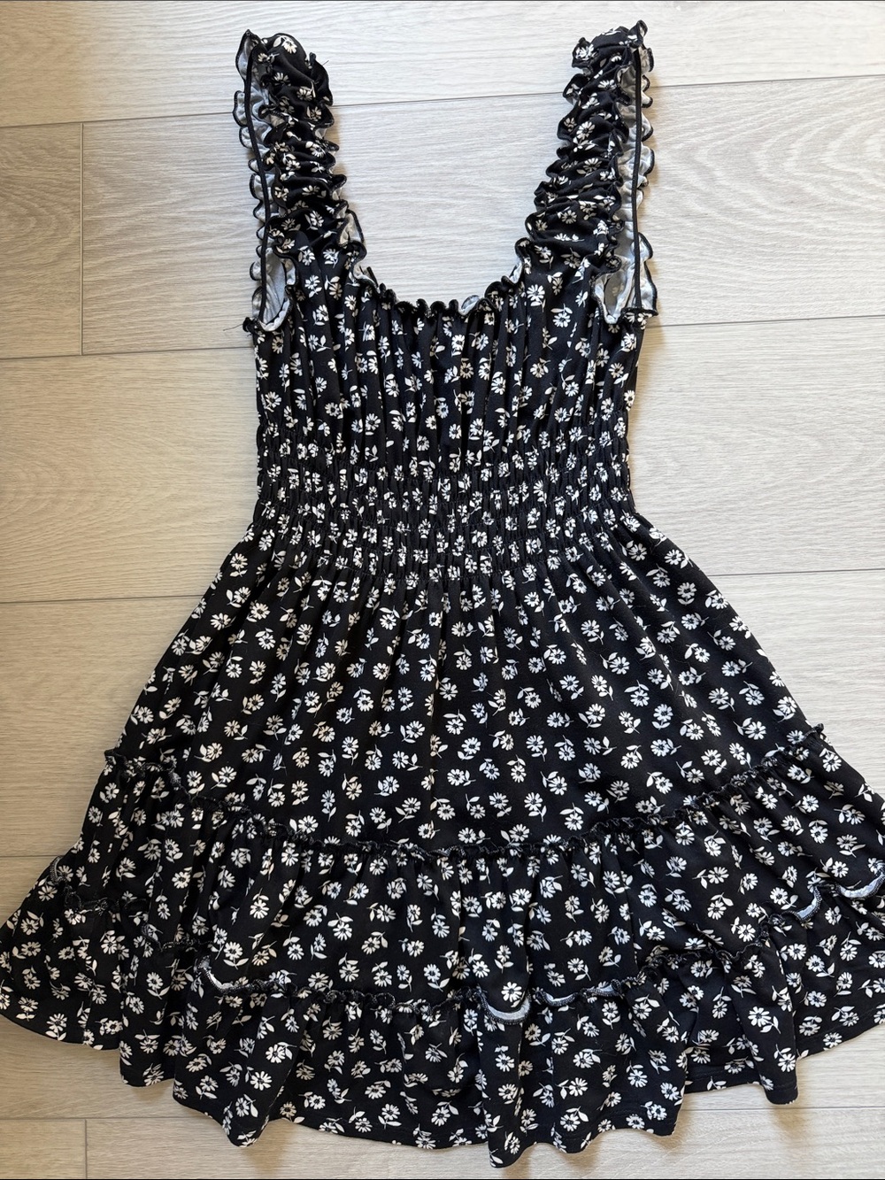 Urban Outfitters Black Mini Dress with White Floral Print
